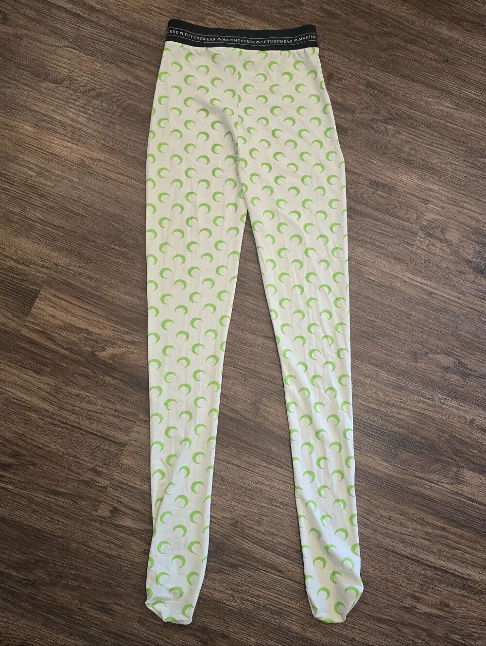 Marine Serre Footed Leggings with Lime Crescent Print Halloween Rare